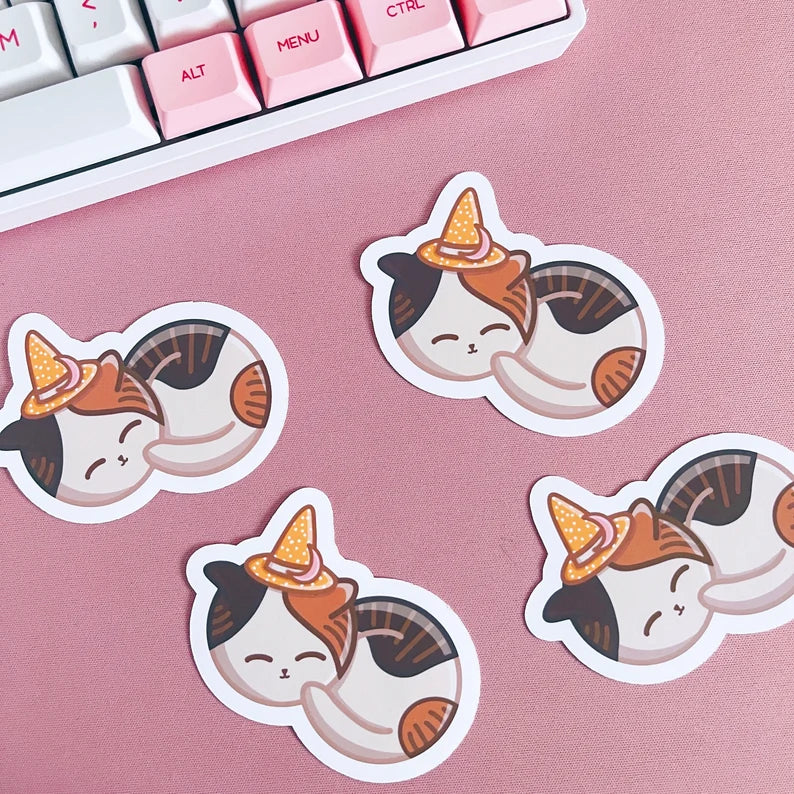Sleeping Witchy Cat Vinyl Sticker