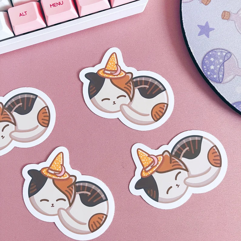 Sleeping Witchy Cat Vinyl Sticker