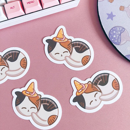 Sleeping Witchy Cat Vinyl Sticker