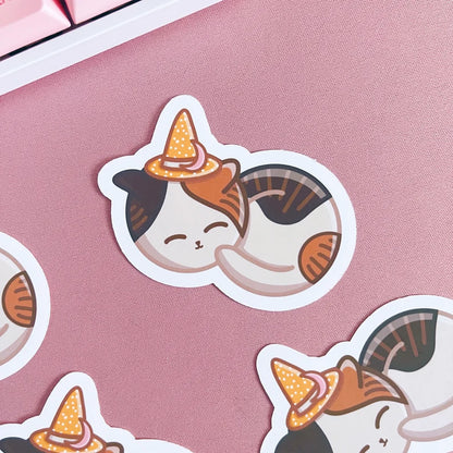 Sleeping Witchy Cat Vinyl Sticker