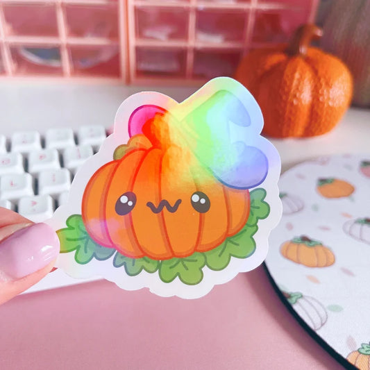 Spooky Pumpkin Holographic Overlay Vinyl Sticker