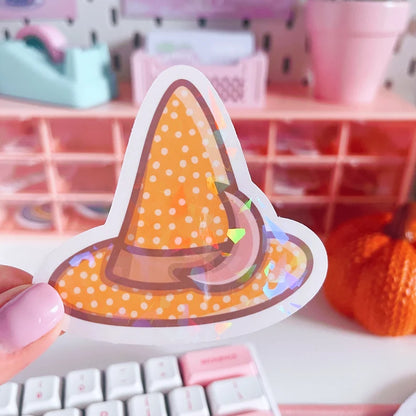 Witch Hat Holographic Shards Laminated Vinyl Sticker