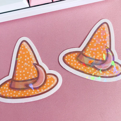 Witch Hat Holographic Shards Laminated Vinyl Sticker