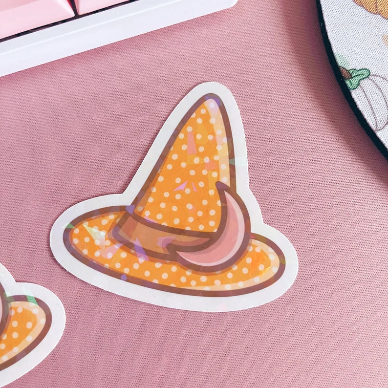 Witch Hat Holographic Shards Laminated Vinyl Sticker