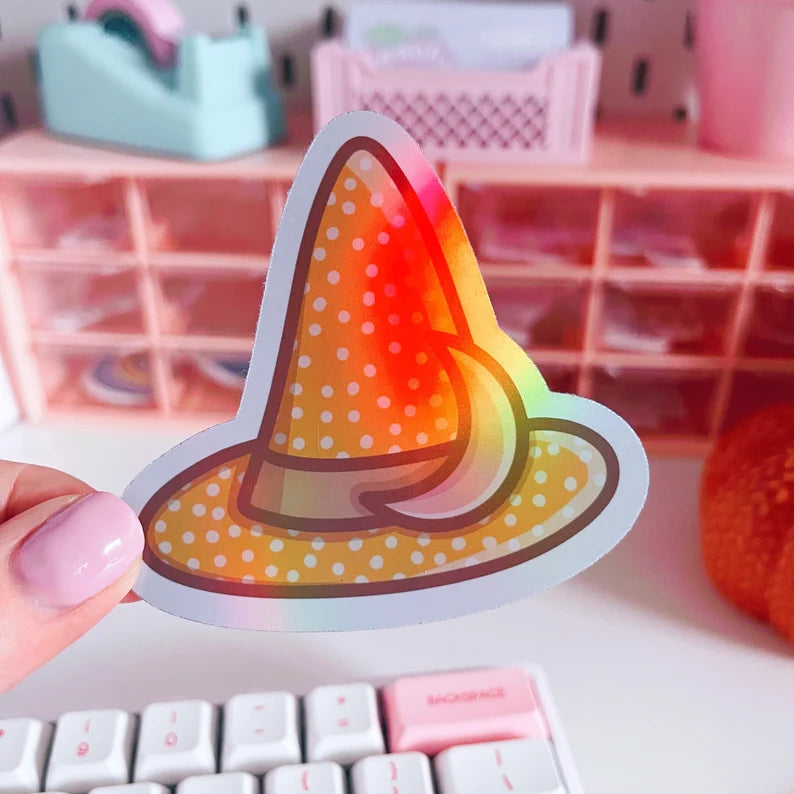 Holographic Witch Hat Vinyl Sticker