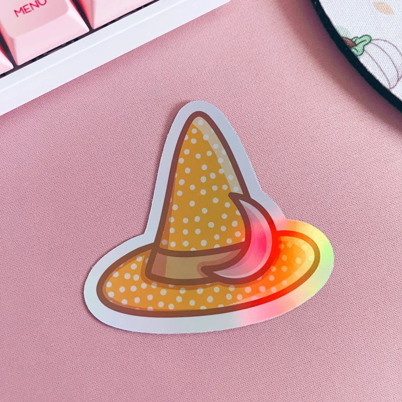 Holographic Witch Hat Vinyl Sticker