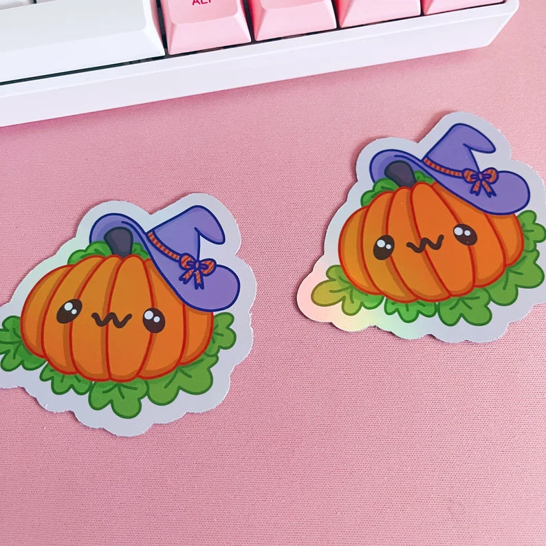 Holographic Spooky Pumpkin Vinyl Sticker