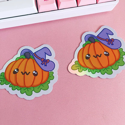 Holographic Spooky Pumpkin Vinyl Sticker