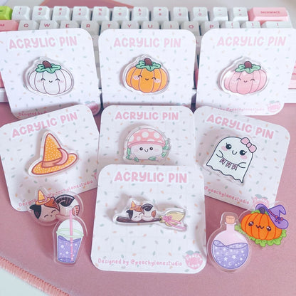Sleepy Witchy Cat Acrylic Pin