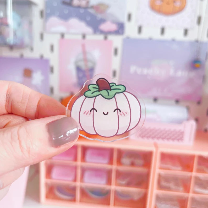 White Pumpkin Acrylic Pin