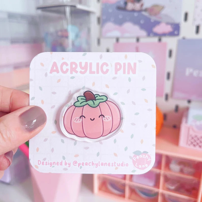 Pink Pumpkin Acrylic Pin