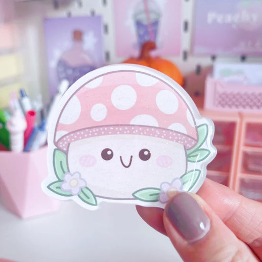Mushroom Glitter Acrylic Magnet