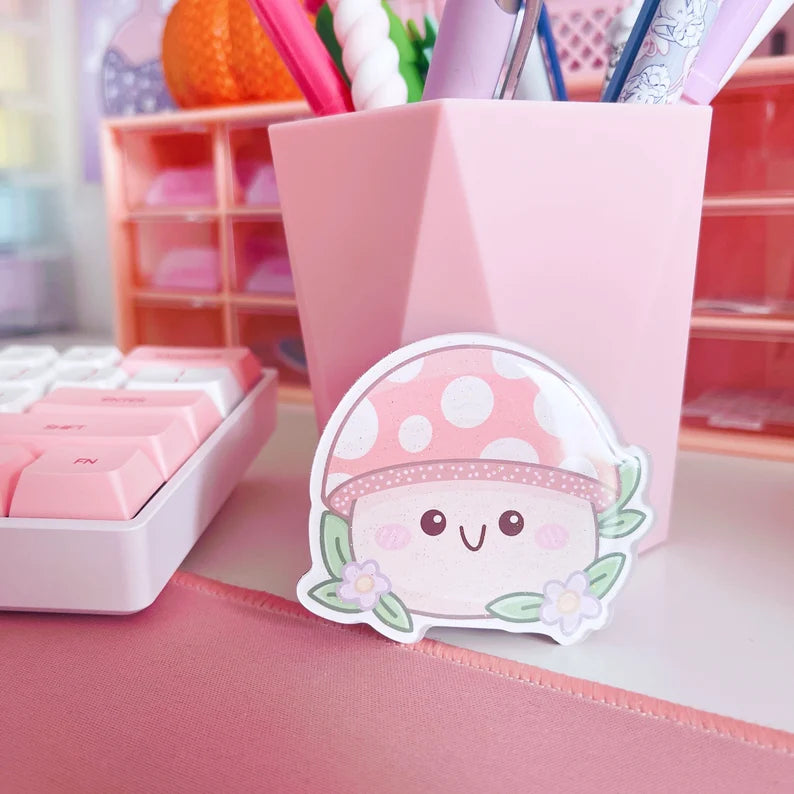 Mushroom Glitter Acrylic Magnet