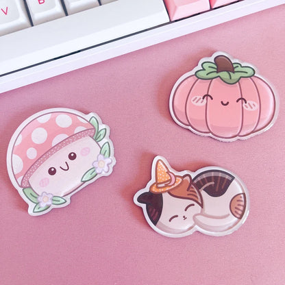 Pink Pumpkin Glitter Acrylic Magnet