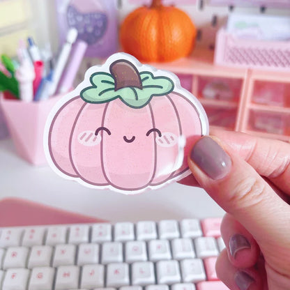 Pink Pumpkin Glitter Acrylic Magnet