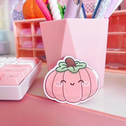 Pink Pumpkin Glitter Acrylic Magnet