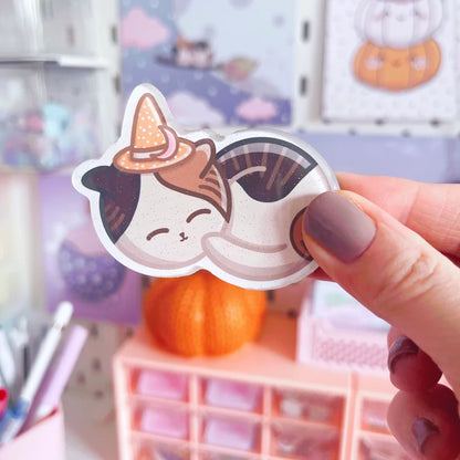 Sleepy Cat Glitter Acrylic Magnet