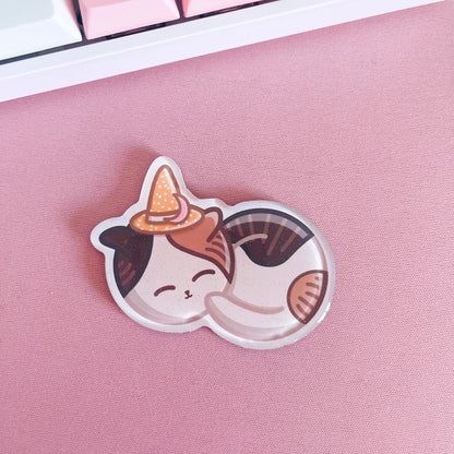 Sleepy Cat Glitter Acrylic Magnet
