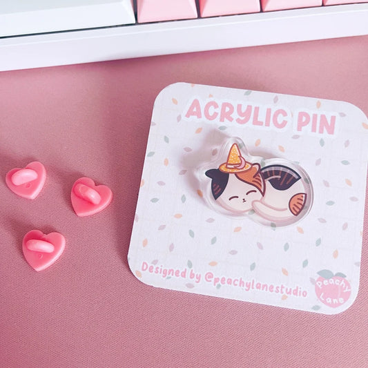 Sleepy Witchy Cat Acrylic Pin