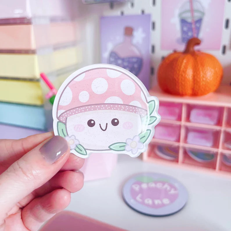 Mushroom Glitter Acrylic Magnet