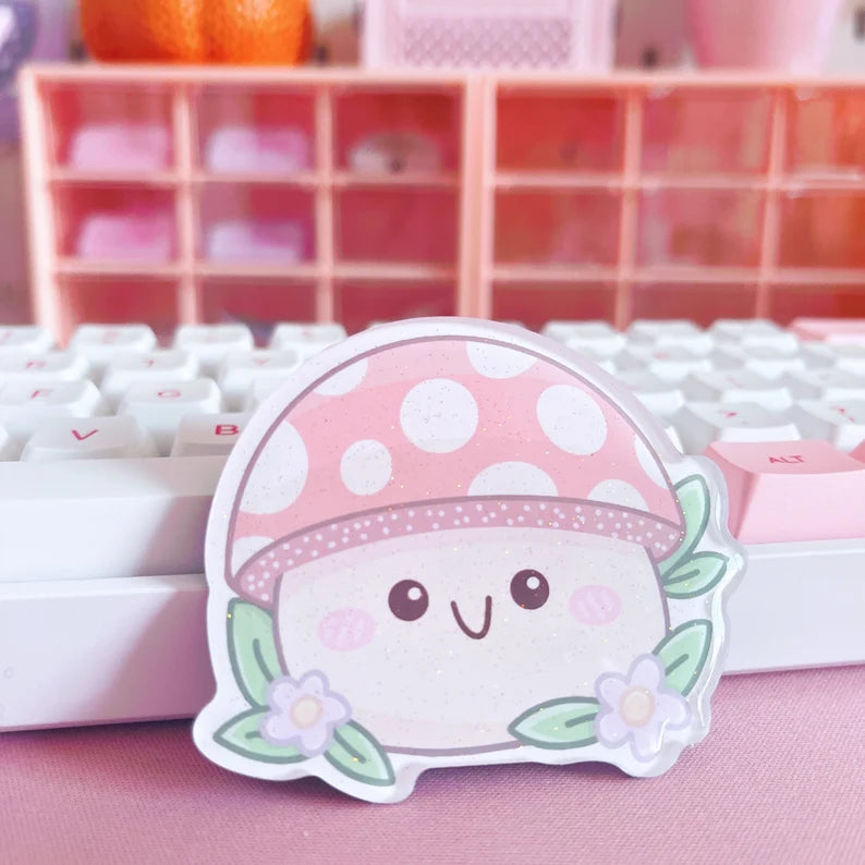 Mushroom Glitter Acrylic Magnet