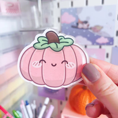Pink Pumpkin Glitter Acrylic Magnet