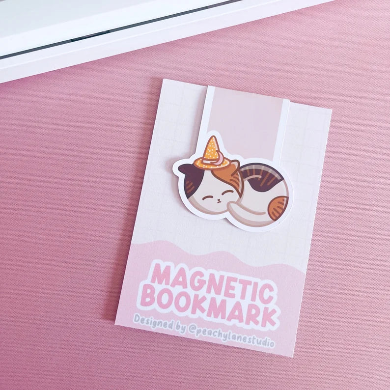 Sleepy Witch Cat Magnetic Bookmark
