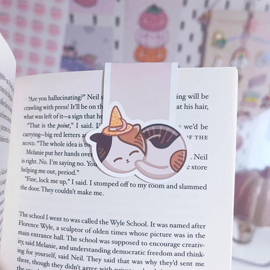 Sleepy Witch Cat Magnetic Bookmark