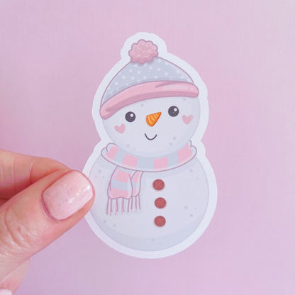 Cosy Snowman Vinyl Sticker