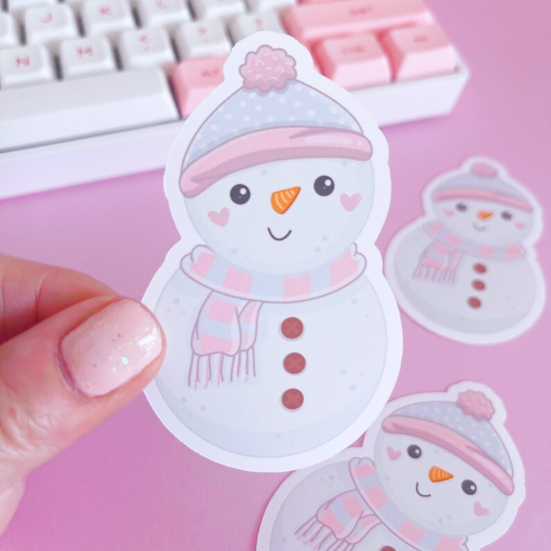 Cosy Snowman Vinyl Sticker
