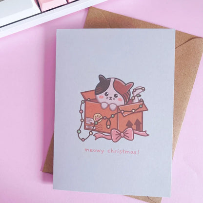 Meowy Cat Christmas Card With Envelope