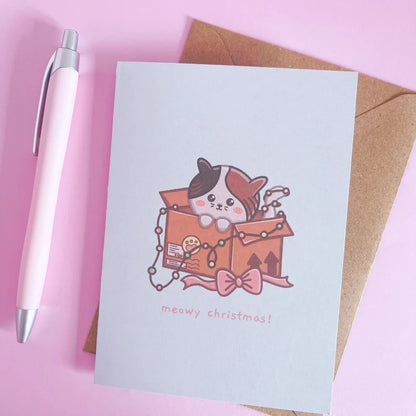 Meowy Cat Christmas Card With Envelope