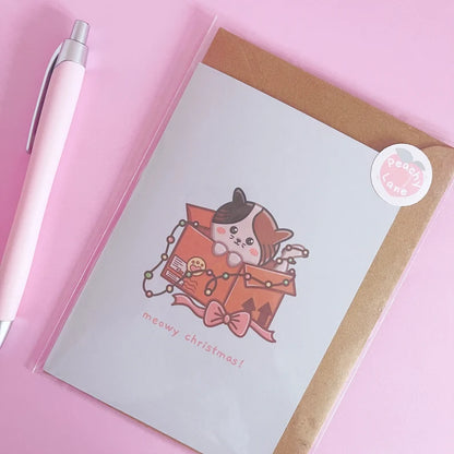 Meowy Cat Christmas Card With Envelope