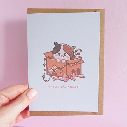 Meowy Cat Christmas Card With Envelope