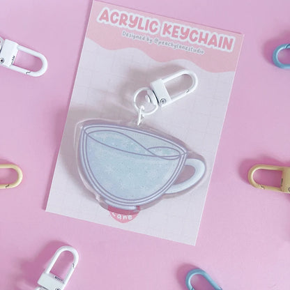Winter Cup Glitter Acrylic Keychain