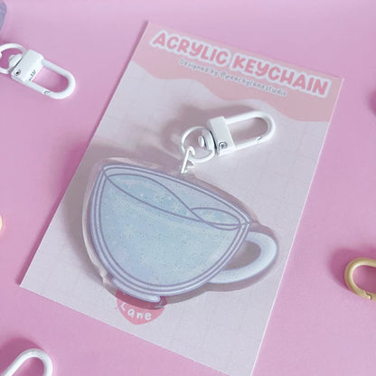 Winter Cup Glitter Acrylic Keychain