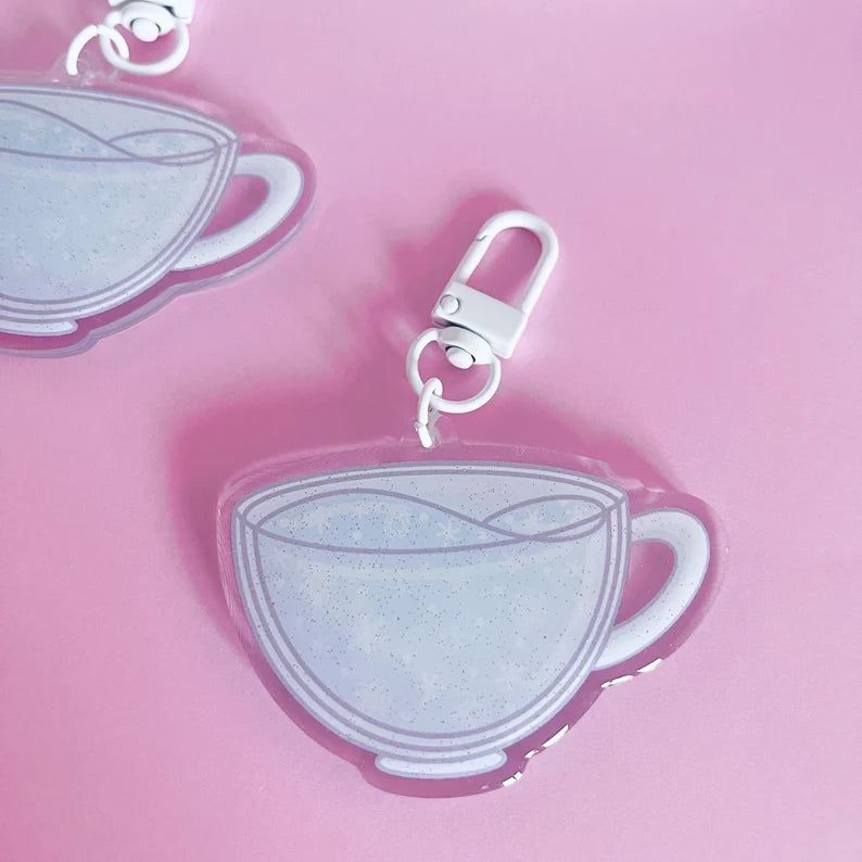 Winter Cup Glitter Acrylic Keychain