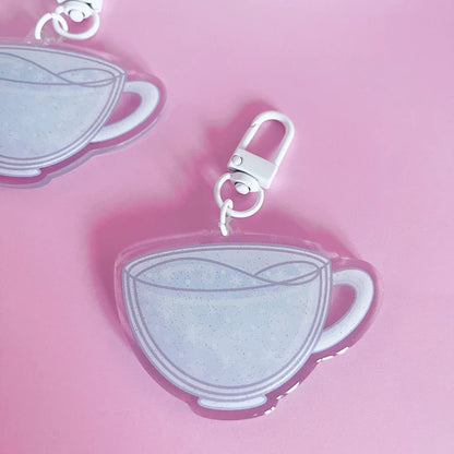 Winter Cup Glitter Acrylic Keychain