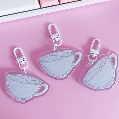Winter Cup Glitter Acrylic Keychain