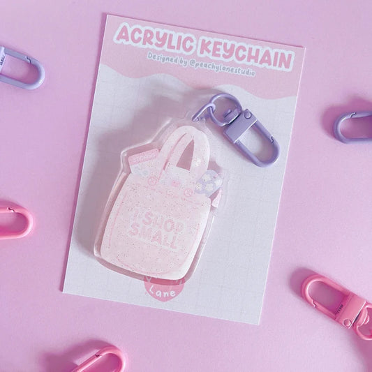 I Shop Small Glitter Acrylic Keychain