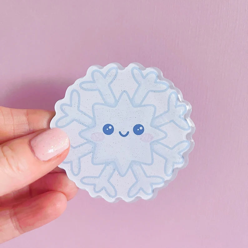 Snowflake Glitter Acrylic Magnet