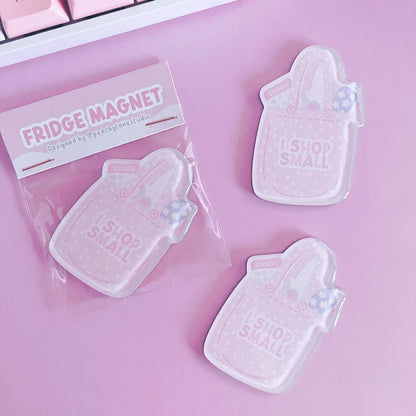 Shop Small Tote Glitter Acrylic Magnet