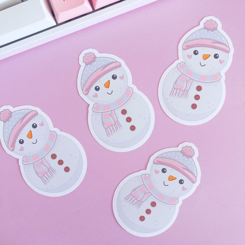 Cosy Snowman Vinyl Sticker