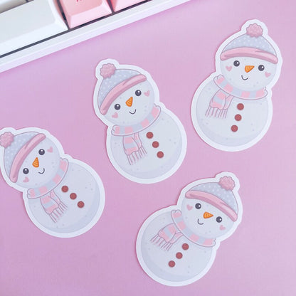 Cosy Snowman Vinyl Sticker