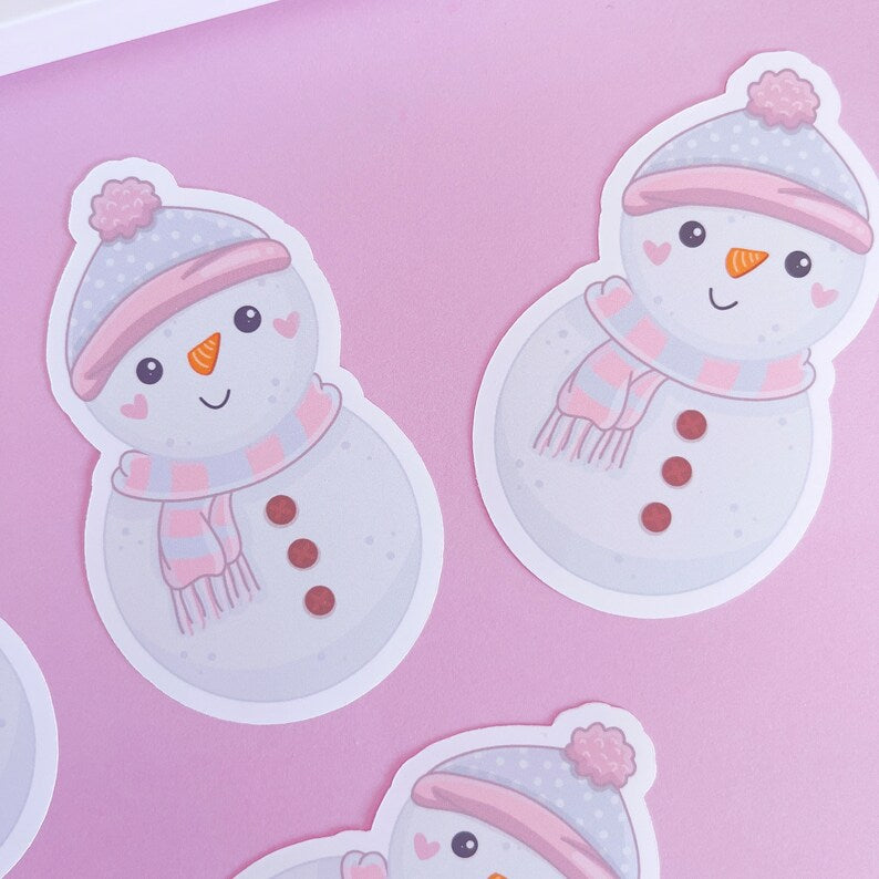 Cosy Snowman Vinyl Sticker