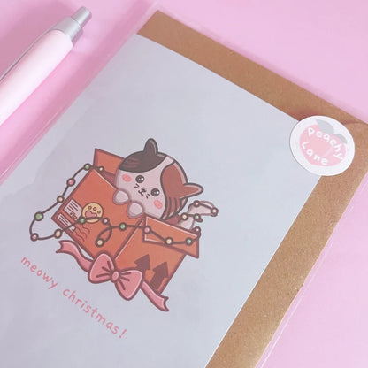 Meowy Cat Christmas Card With Envelope