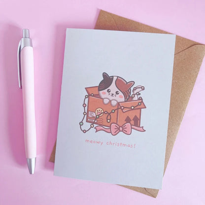 Meowy Cat Christmas Card With Envelope