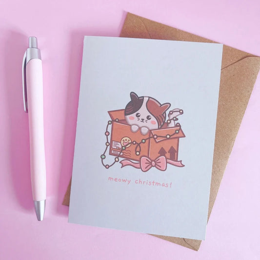 Meowy Cat Christmas Card With Envelope