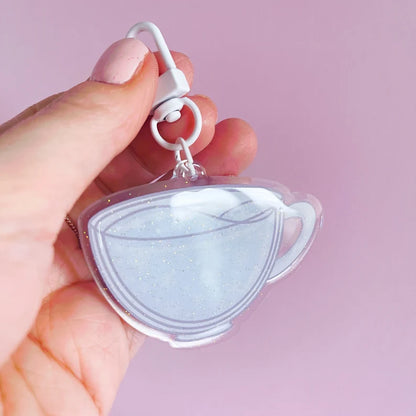 Winter Cup Glitter Acrylic Keychain