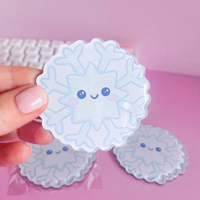 Snowflake Glitter Acrylic Magnet